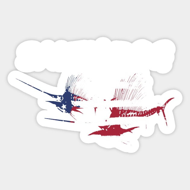 Salty Dog Painted American Flag Marlins Skeletons Sticker by Sneek661